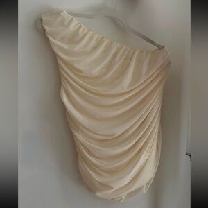 Anthropologie One-Shoulder Cream Draped Top